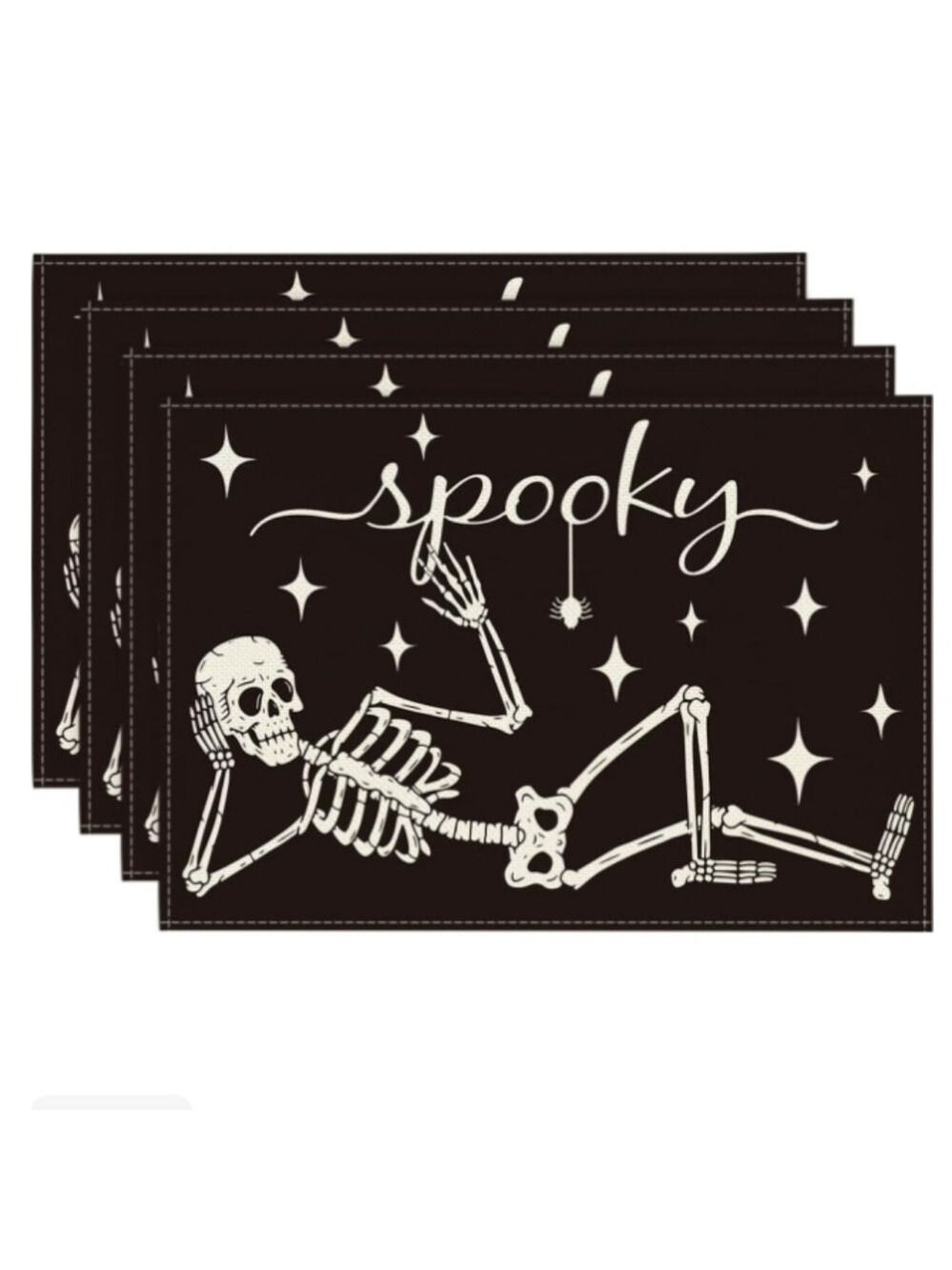 Michaels Halloween Spooky Skeleton Cotton Placemats Set Of 4 NWT